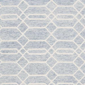 HomeRoots 10' X 14' Blue and Ivory Geometric Wool Area Rug - Hand-Tufted, Durable, Family-Friendly Style! 566140