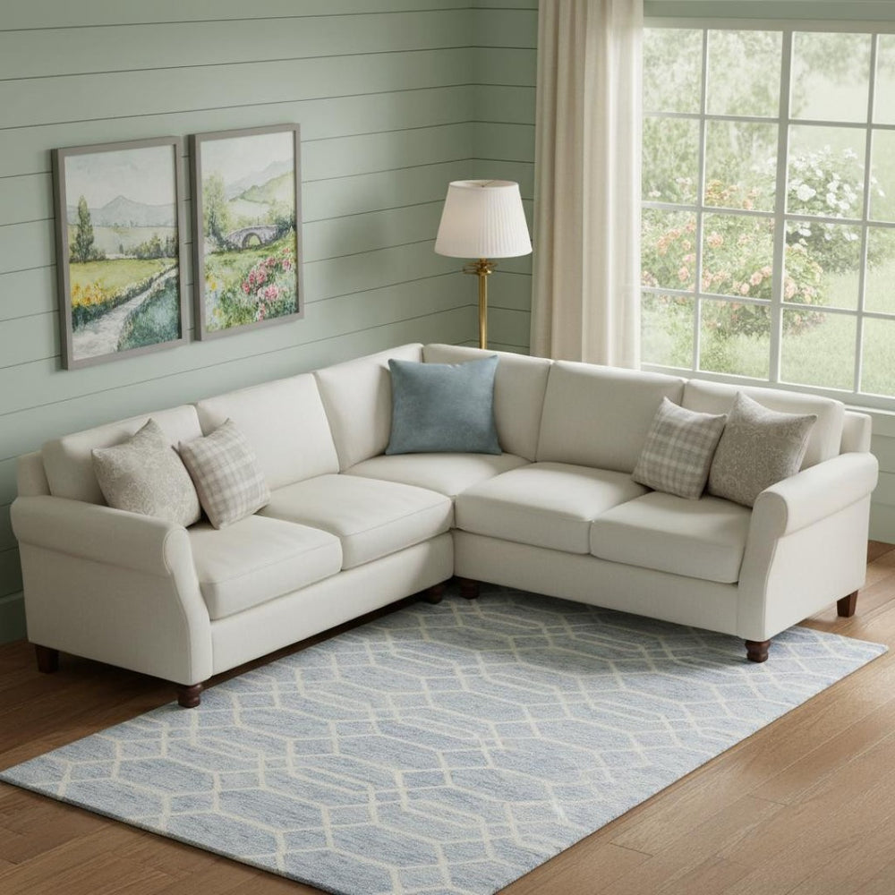 HomeRoots 12' Blue & Ivory Wool Geometric Hand-Tufted Area Rug - Luxurious, Stain-Resistant, Perfect for Large Spaces 566141