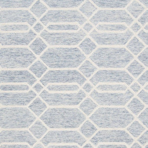 HomeRoots 12' Blue & Ivory Wool Geometric Hand-Tufted Area Rug - Luxurious, Stain-Resistant, Perfect for Large Spaces 566141