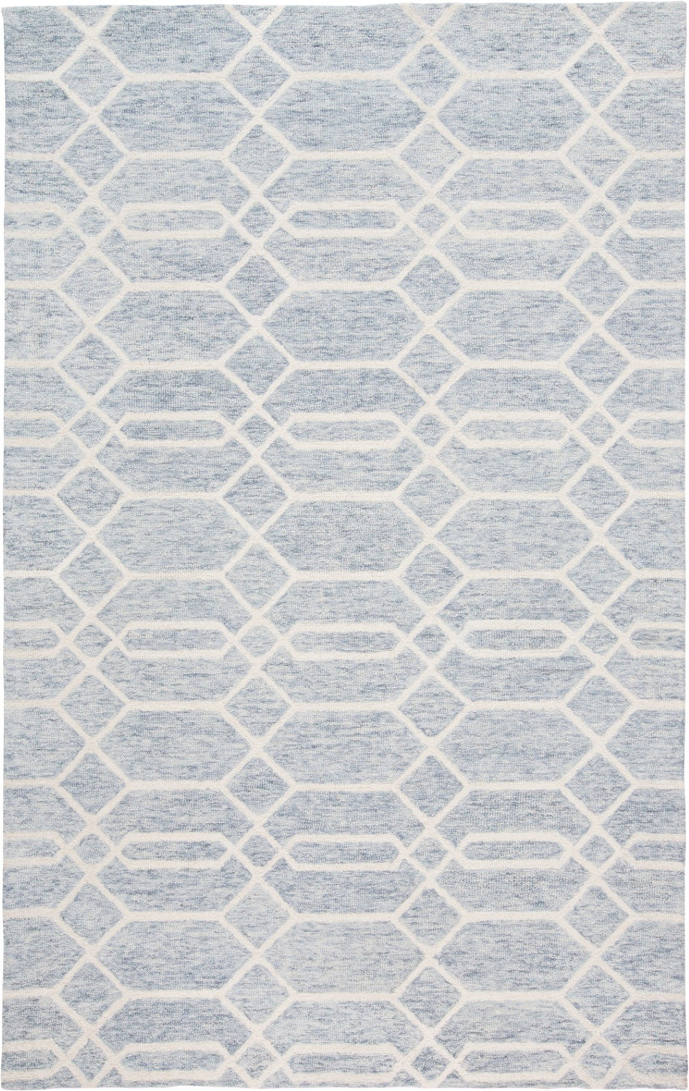 HomeRoots 12' Blue & Ivory Wool Geometric Hand-Tufted Area Rug - Luxurious, Stain-Resistant, Perfect for Large Spaces 566141