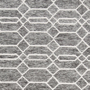 HomeRoots 10' Luxurious Gray Black and Ivory Wool Geometric Area Rug - Hand-Tufted Comfort for Your Home! 566142