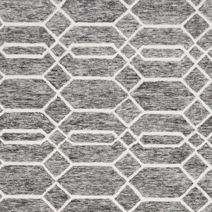 HomeRoots 10' Luxurious Gray Black and Ivory Wool Geometric Area Rug - Hand-Tufted Comfort for Your Home! 566142