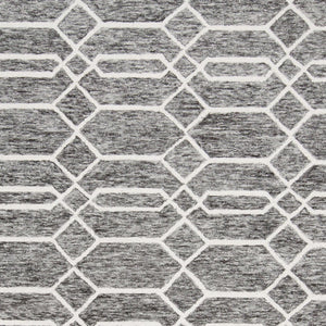 HomeRoots 12' Gray Black Ivory Wool Geometric Hand-Tufted Area Rug - Stylish, Durable Comfort for Large Spaces 566143