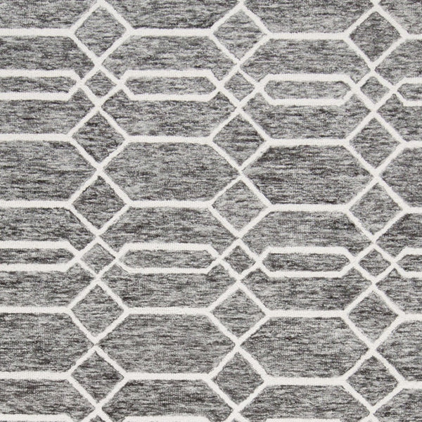 HomeRoots 12' Gray Black Ivory Wool Geometric Hand-Tufted Area Rug - Stylish, Durable Comfort for Large Spaces 566143