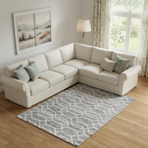 HomeRoots 12' Gray Black Ivory Wool Geometric Hand-Tufted Area Rug - Stylish, Durable Comfort for Large Spaces 566143