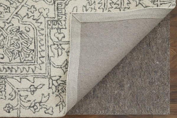 HomeRoots 10' Hand-Tufted Wool Oriental Area Rug in White and Gray - Elegant, Durable, and Stain-Resistant Design 10' X 14' 566146