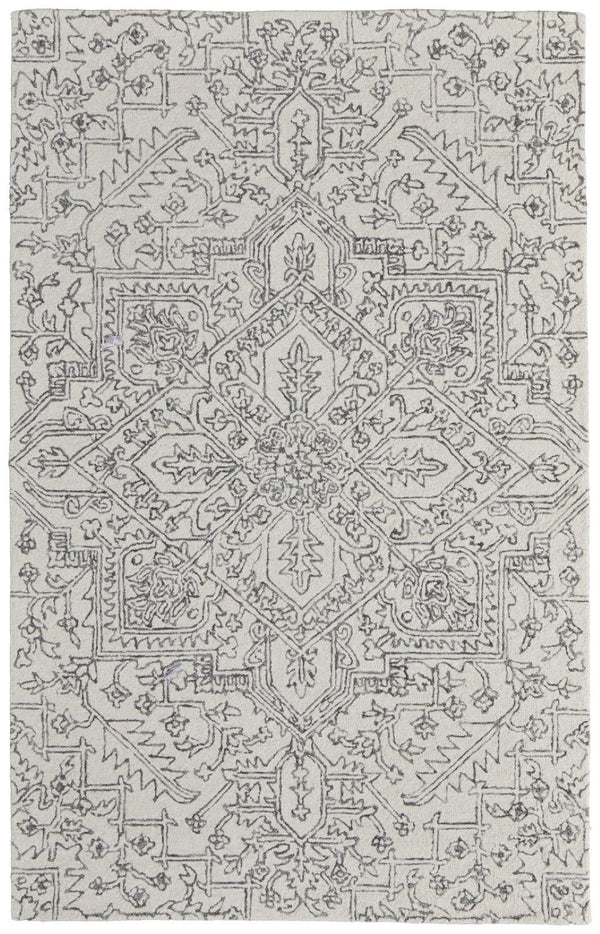 HomeRoots 10' Hand-Tufted Wool Oriental Area Rug in White and Gray - Elegant, Durable, and Stain-Resistant Design 10' X 14' 566146