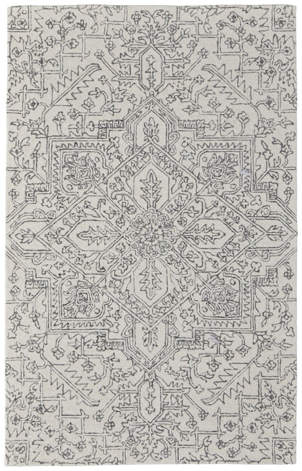 HomeRoots 10' Hand-Tufted Wool Oriental Area Rug in White and Gray - Elegant, Durable, and Stain-Resistant Design 10' X 14' 566146