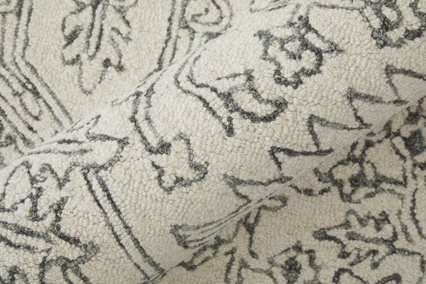 HomeRoots 10' Hand-Tufted Wool Oriental Area Rug in White and Gray - Elegant, Durable, and Stain-Resistant Design 12' X 15' 566147