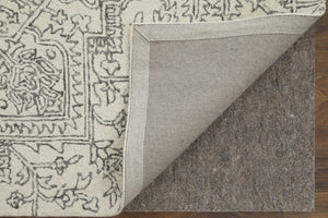 HomeRoots 10' Hand-Tufted Wool Oriental Area Rug in White and Gray - Elegant, Durable, and Stain-Resistant Design 12' X 15' 566147
