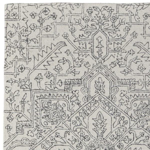 HomeRoots 10' Hand-Tufted Wool Oriental Area Rug in White and Gray - Elegant, Durable, and Stain-Resistant Design 12' X 15' 566147