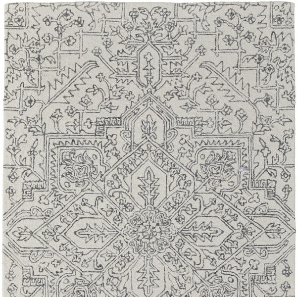HomeRoots 10' Hand-Tufted Wool Oriental Area Rug in White and Gray - Elegant, Durable, and Stain-Resistant Design 12' X 15' 566147