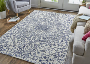 HomeRoots 10' Hand-Tufted Wool Oriental Area Rug in White and Gray - Elegant, Durable, and Stain-Resistant Design 10' X 14' 566148