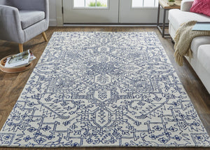 HomeRoots 10' Hand-Tufted Wool Oriental Area Rug in White and Gray - Elegant, Durable, and Stain-Resistant Design 10' X 14' 566148
