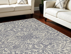 HomeRoots 10' Hand-Tufted Wool Oriental Area Rug in White and Gray - Elegant, Durable, and Stain-Resistant Design 12' X 15' 566149