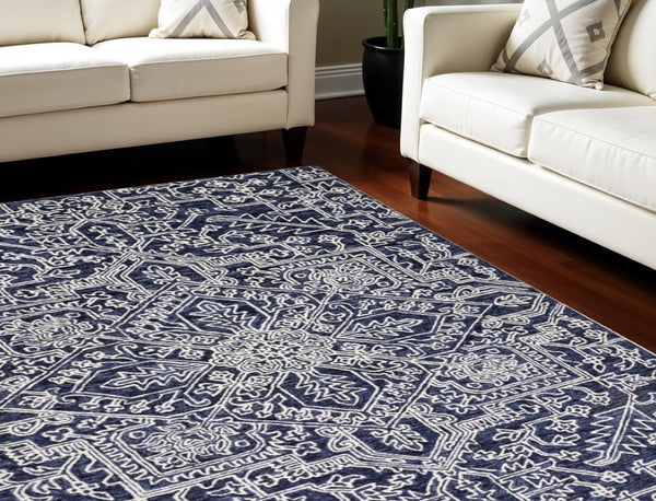 HomeRoots 10' Hand-Tufted Wool Oriental Area Rug in White and Gray - Elegant, Durable, and Stain-Resistant Design 10' X 14' 566150