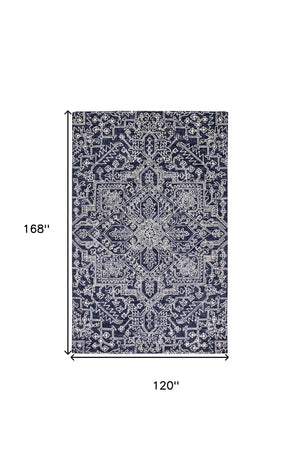 HomeRoots 10' Hand-Tufted Wool Oriental Area Rug in White and Gray - Elegant, Durable, and Stain-Resistant Design 10' X 14' 566150