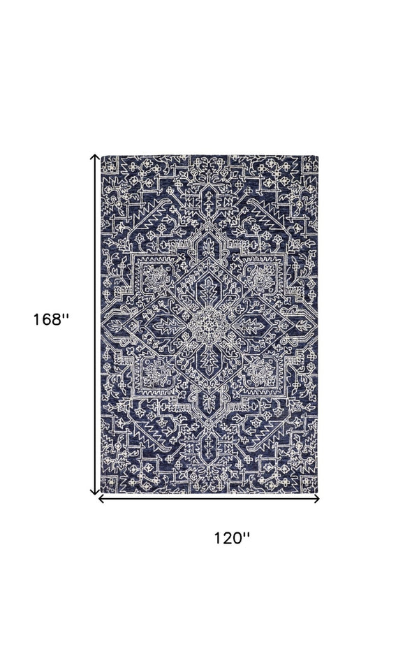 HomeRoots 10' Hand-Tufted Wool Oriental Area Rug in White and Gray - Elegant, Durable, and Stain-Resistant Design 10' X 14' 566150