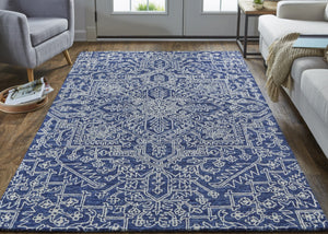 HomeRoots 10' Hand-Tufted Wool Oriental Area Rug in White and Gray - Elegant, Durable, and Stain-Resistant Design 10' X 14' 566150