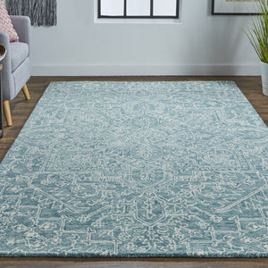 HomeRoots 10' Hand-Tufted Wool Oriental Area Rug in White and Gray - Elegant, Durable, and Stain-Resistant Design 10' X 14' 566152