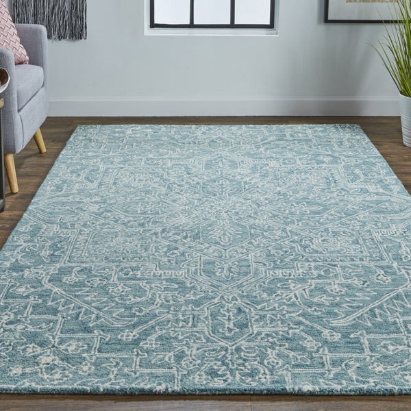 HomeRoots 10' Hand-Tufted Wool Oriental Area Rug in White and Gray - Elegant, Durable, and Stain-Resistant Design 10' X 14' 566152