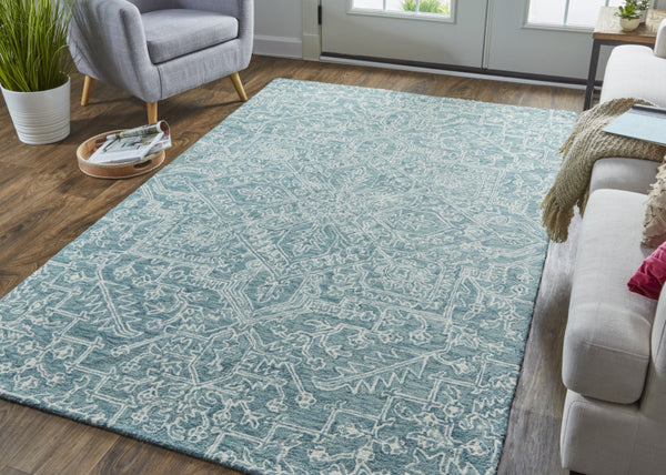 HomeRoots 10' Hand-Tufted Wool Oriental Area Rug in White and Gray - Elegant, Durable, and Stain-Resistant Design 10' X 14' 566152