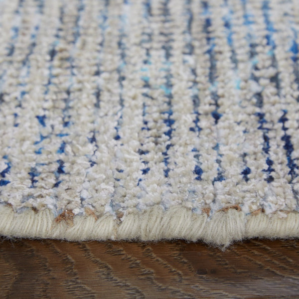 HomeRoots 4' Hand-Woven Distressed Oriental Area Rug in Gray, Blue, and Ivory with Classic Fringe Detail 4' X 6' 566157
