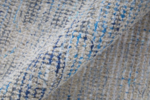HomeRoots 4' Hand-Woven Distressed Oriental Area Rug in Gray, Blue, and Ivory with Classic Fringe Detail 4' X 6' 566157