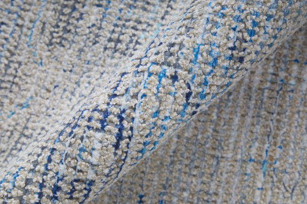 HomeRoots 4' Hand-Woven Distressed Oriental Area Rug in Gray, Blue, and Ivory with Classic Fringe Detail 8' X 10' 566159