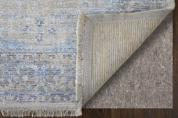 HomeRoots 4' Hand-Woven Distressed Oriental Area Rug in Gray, Blue, and Ivory with Classic Fringe Detail 8' X 10' 566159