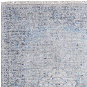 HomeRoots 4' Hand-Woven Distressed Oriental Area Rug in Gray, Blue, and Ivory with Classic Fringe Detail 10' X 14' 566161