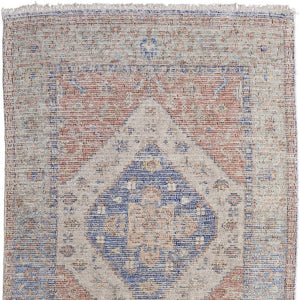 HomeRoots 4' Hand-Woven Distressed Abstract Area Rug in Rich Red, Blue & Ivory - Artisan Crafted Elegance 5' X 8' 566164