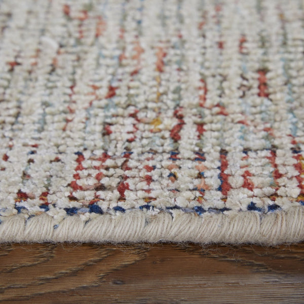 HomeRoots 4' Hand-Woven Distressed Abstract Area Rug in Rich Red, Blue & Ivory - Artisan Crafted Elegance 8' X 10' 566165