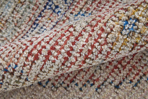 HomeRoots 4' Hand-Woven Distressed Abstract Area Rug in Rich Red, Blue & Ivory - Artisan Crafted Elegance 8' X 10' 566165