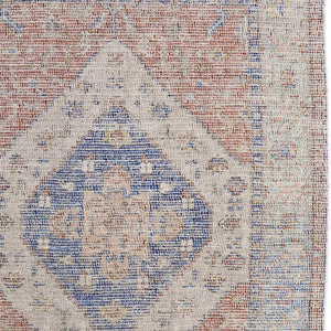 HomeRoots 4' Hand-Woven Distressed Abstract Area Rug in Rich Red, Blue & Ivory - Artisan Crafted Elegance 9' X 12' 566166