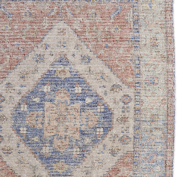 HomeRoots 4' Hand-Woven Distressed Abstract Area Rug in Rich Red, Blue & Ivory - Artisan Crafted Elegance 9' X 12' 566166