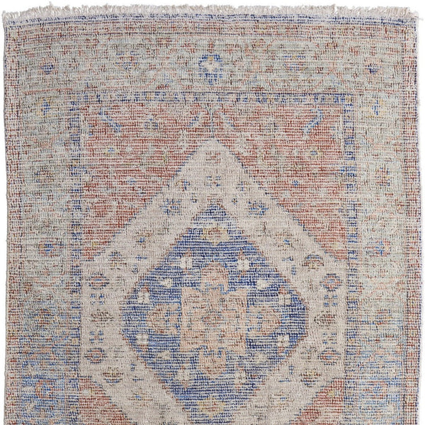 HomeRoots 4' Hand-Woven Distressed Abstract Area Rug in Rich Red, Blue & Ivory - Artisan Crafted Elegance 9' X 12' 566166