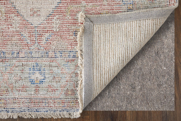 HomeRoots 4' Hand-Woven Distressed Abstract Area Rug in Rich Red, Blue & Ivory - Artisan Crafted Elegance 10' X 14' 566167