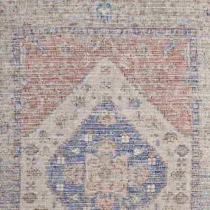 HomeRoots 4' Hand-Woven Distressed Abstract Area Rug in Rich Red, Blue & Ivory - Artisan Crafted Elegance 10' X 14' 566167