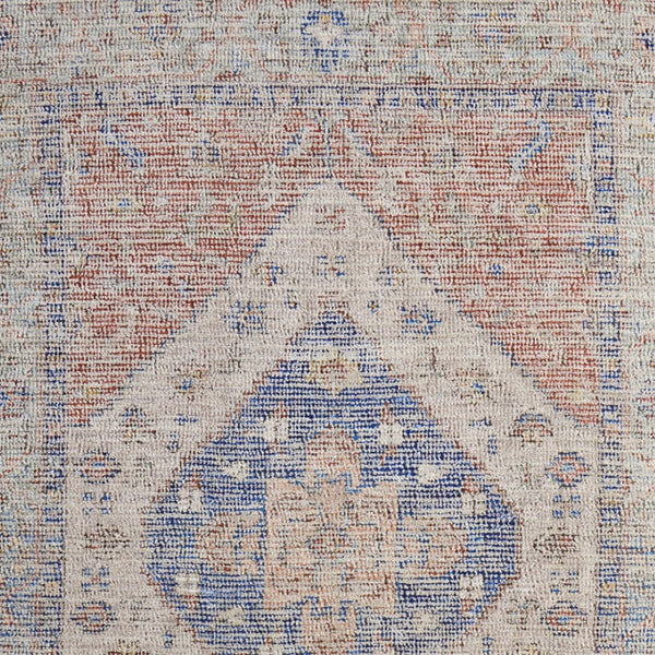 HomeRoots 4' Hand-Woven Distressed Abstract Area Rug in Rich Red, Blue & Ivory - Artisan Crafted Elegance 10' X 14' 566167
