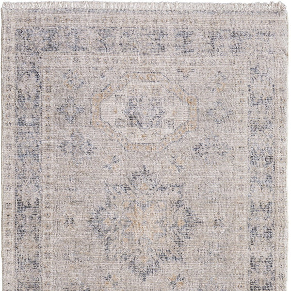 HomeRoots 4' Hand Woven Tan and Gray Oriental Area Rug - Vintage Charm with Distressed Design and Fringe 4' X 6' 566169