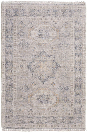 HomeRoots 4' Hand Woven Tan and Gray Oriental Area Rug - Vintage Charm with Distressed Design and Fringe 8' X 10' 566171