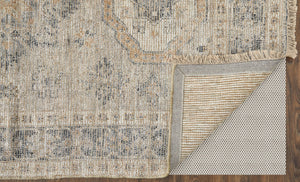 HomeRoots 4' Hand Woven Tan and Gray Oriental Area Rug - Vintage Charm with Distressed Design and Fringe 9' X 12' 566172