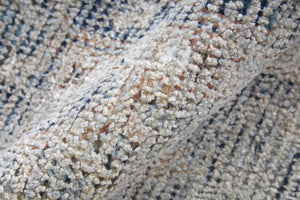 HomeRoots 4' Hand-Woven Abstract Area Rug in Gray-Blue and Taupe - Distressed Design with Fringed Edges 4' X 6' 566175