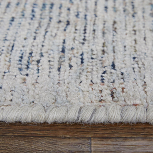 HomeRoots 4' Hand-Woven Abstract Area Rug in Gray-Blue and Taupe - Distressed Design with Fringed Edges 10' X 14' 566179