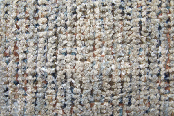 HomeRoots 4' Hand-Woven Abstract Area Rug in Gray-Blue and Taupe - Distressed Design with Fringed Edges 10' X 14' 566179