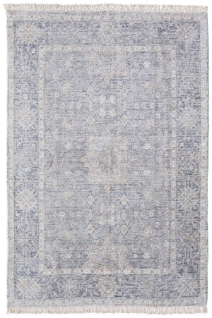 HomeRoots 4' Hand-Woven Abstract Area Rug in Gray-Blue and Taupe - Distressed Design with Fringed Edges 10' X 14' 566179