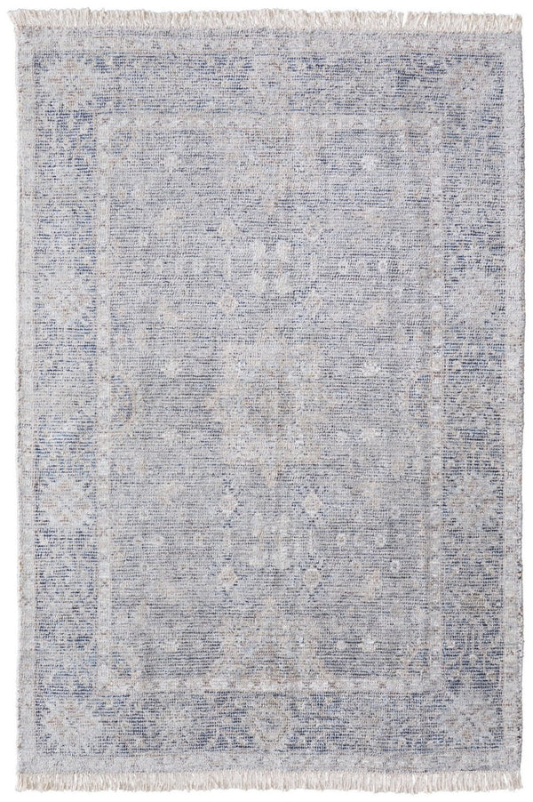 HomeRoots 4' Hand-Woven Abstract Area Rug in Gray-Blue and Taupe - Distressed Design with Fringed Edges 10' X 14' 566179