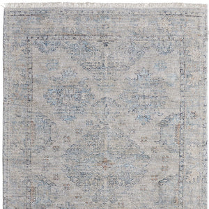 HomeRoots 4' Gray Blue and Taupe Hand-Woven Distressed Area Rug with Fringe for Timeless Home Elegance 4' X 6' 566181