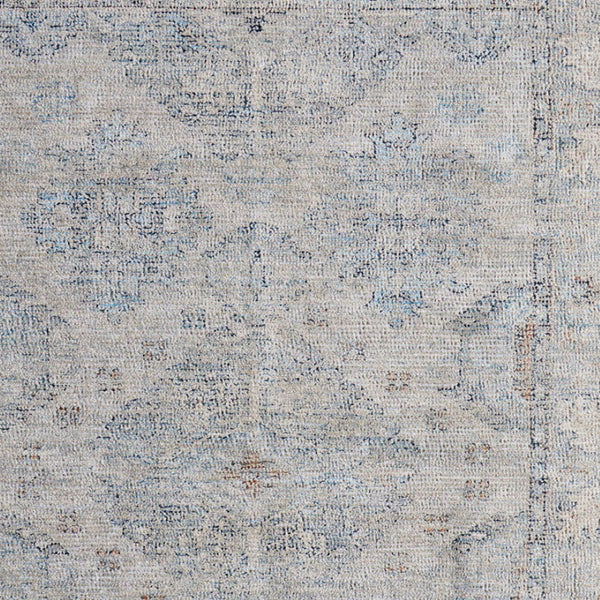 HomeRoots 4' Gray Blue and Taupe Hand-Woven Distressed Area Rug with Fringe for Timeless Home Elegance 4' X 6' 566181